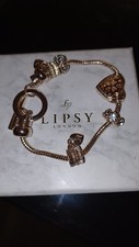 LIPSY London Woman's Heart Charm Bracelet Silver Bead - Costume Jewellery w/ Box