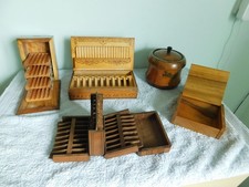 5 x Vintage Wooden Cigarette Box + Tobacco Jar Inc Cantilever
