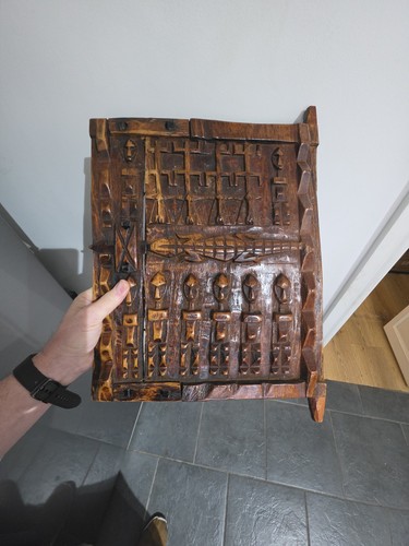 African hand carved dogon door - african,