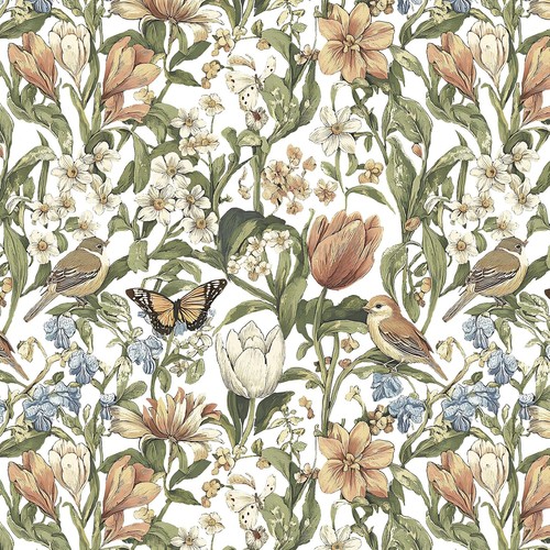 Vintage floral wallpaper with - vintage,
