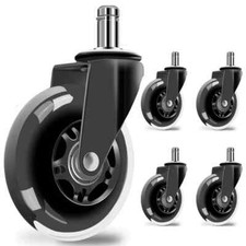 Office Chair Wheels, Set of 5 Chair Casters Replacement, 11mmx22mm Universal Swi