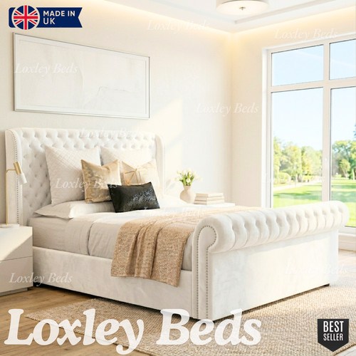 Sleigh bed frame plush - bed,