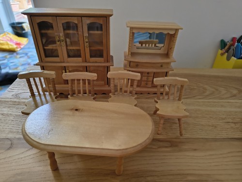 Dolls house pine dining - dolls,