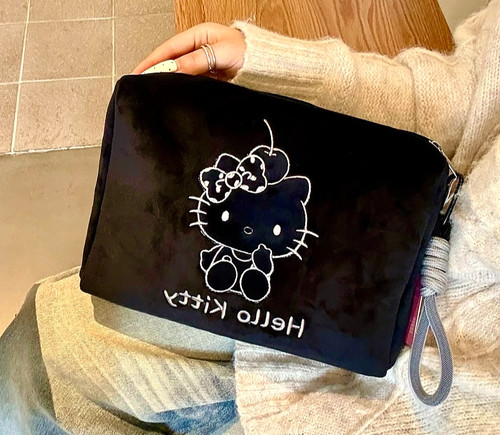 Hello kitty black velvet - black,