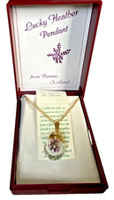 Lucky Heather Pendant Necklace In Box heather in a Glass Vial