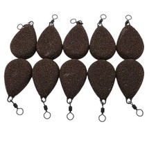 10 x 2.5 oz Flat Pear Lead Weights Sinkers Brown Camo Textured Carp Fishing
