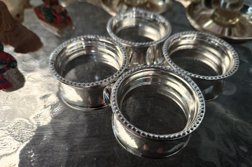 Silver napkin holders rings - silver,