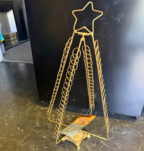 Gold metal christmas tree card - christmas,