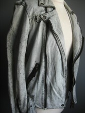 BLUES HEROES ladies LEATHER JACKET small 8 6 brando grey soft real distressed