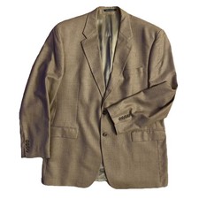 Lauren Ralph Lauren Silk Wool Brown Tweed Blazer Suit Jacket Coat 46 L 90s VTG