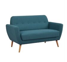 Teal Blue 2 Seater Sofa Scandi Savannah Modern Minimalism - Ex Display Unboxed