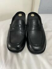 Zara Men's BLACK SLIP ONS LEATHER MULE LOAFERS Sandals