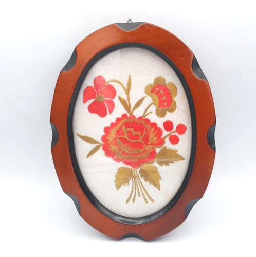 Vintage wooden oval framed - vintage,