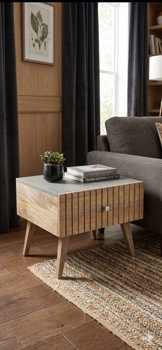 Solid wood side table with - side,