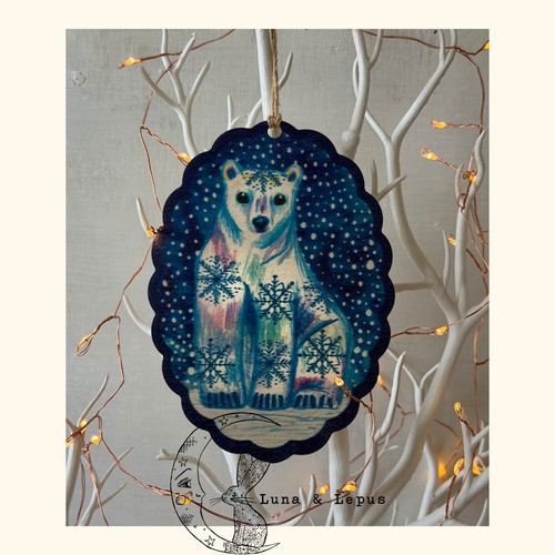 Polar bear snowflake christmas - bear,