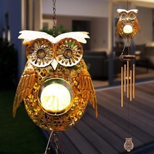 🦉 Solar Owl Wind Chime with LED Ball – Outdoor/Indoor Garden Decoration🦉