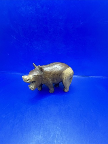 Wooden hippopotamus figurine - wooden,