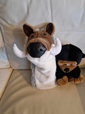 Beautiful and Soft Warthog With  Cheeky Monkey Hand Puppets, Rare and Vintage!