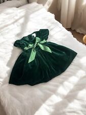 Ralph Lauren Dress Baby Girl Fit And Flare Velvet Sash Cotton Green 3 Months