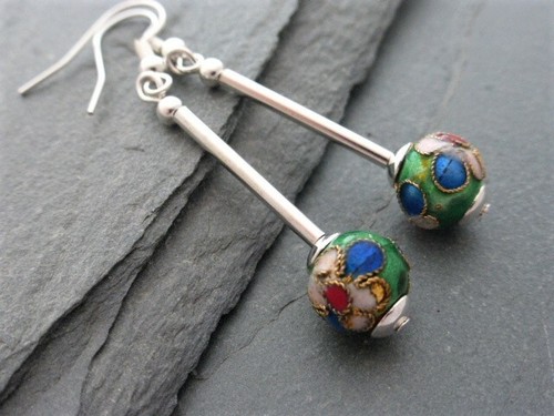 Pretty green cloisonne silver - pretty,