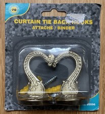 Pack of 2 Metal Curtain Holdback Wall Backs Hook Hanger Home Decor Gold New