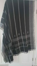 Kutch Indian Wool Blanket, Black, 140x270cm