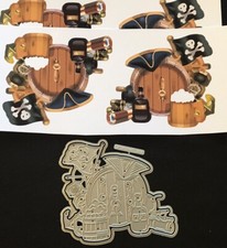 Beer keg pirate flag pint rum bottle etc Tattered Lace die + charisma images