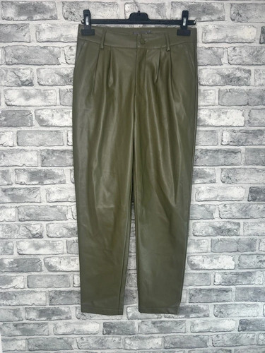 Khaki green faux - , leather