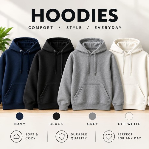 Men cotton hoodie black navy - black,