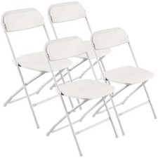 VEVOR 4 Pack Folding Chairs, Foldable Plastic Chairs with Heavy Duty Metal Frame