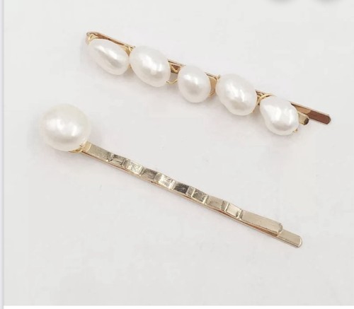 Genuine pearl hair - pearl, slides/