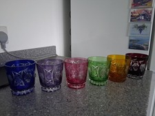 NACHTMANN bohemian crystal cut glass 4" inch high set of 6  WHISKY GLASSES 