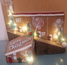  Driftwood Merry Christmas cottage twinkly lights handmade wood trees Xmas 