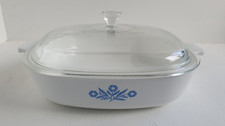 VINTAGE PYROSIL WARE BLUE CORNFLOWER LIDDED CASSEROLE DISH