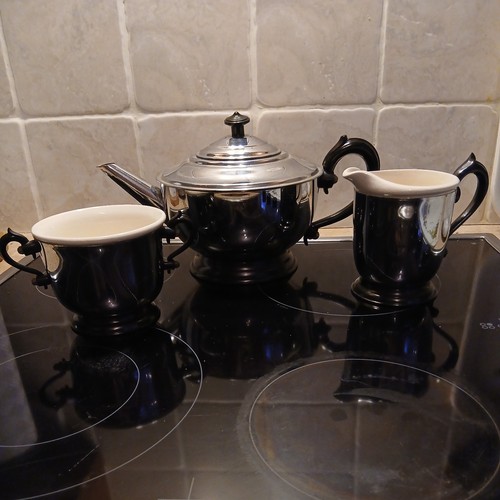 Vintage retro chrome ceramic - vintage,
