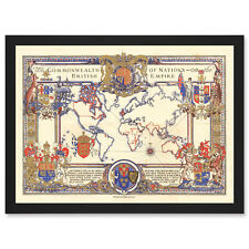 Map Webb 1937 British Empire Commonwealth Pictorial Framed A3 Wall Art Print