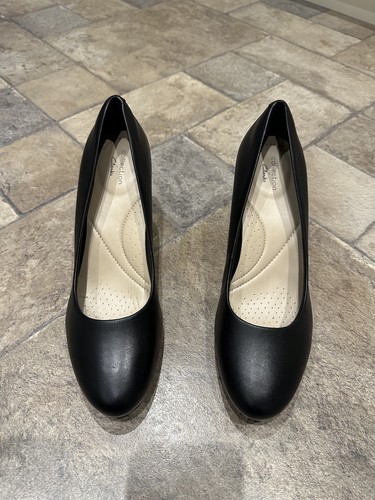 Ladies clarks black slip - slip, on