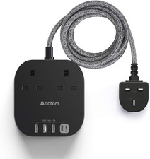 Extension Lead with USB Slots, Power Strips with 2 Way Outlets 4 USB(4.5A, 1 Typ