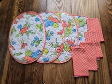 Vintage 1970s Set of 4 QUILTED
