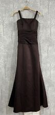 DRAMA QUEEN by Amanda Wyatt Dark Brown Gown - Ocassion Dress (Size UK 6- Petite)