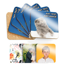 High Gloss Square COASTERS PERSONALISED Your Favourite PHOTO, Unique Custom Gift