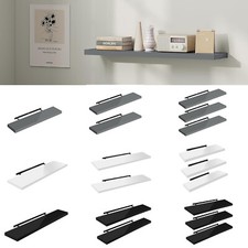 Modern High Gloss Floating Shelves Wall Shelf White Black Grey Bookcase Display