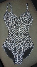 Debenhams Collection Swimsuit N/W Padded '4-Petal' Floral Print 8 Black BNWT