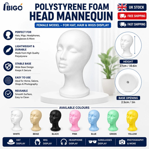 Polystyrene foam head dummy - polystyrene,