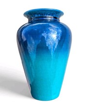 Vintage Blue Turquoise Drip Glaze Vase D Dinis Studio Portugal Art Pottery Retro