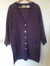 True Vintage Merino Wool Blend Grazia Midi Cardigan Gold Button Size 14