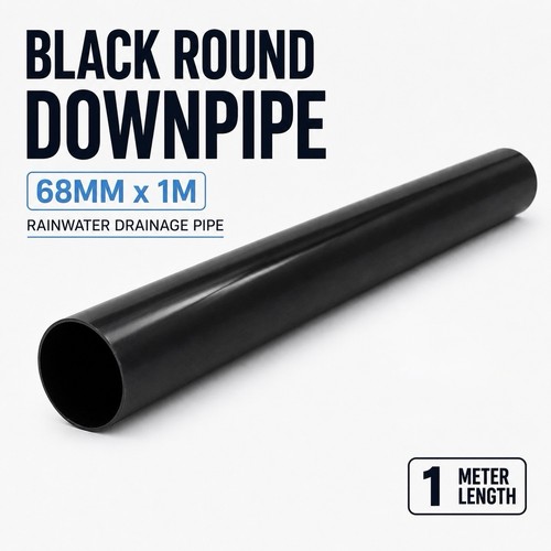 68mm black round - round, 1m