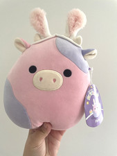 Squishmallow 7” Patty The Cow With Bunny Ears Easter/Spring2024 Kelly Toy
