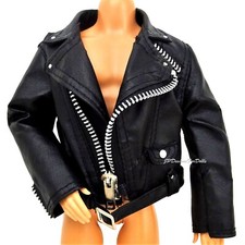 Barbie Ken 1998 Harley Davidson Black Faux Leather jacket New