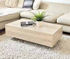 Modern Coffee Table Large Rectangular Furniture Oak Wooden Living Room Side Unit